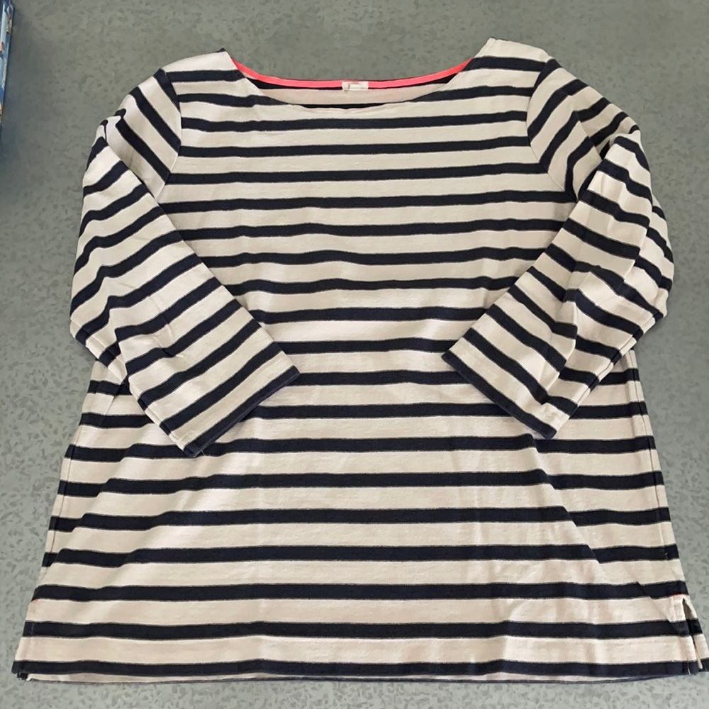 J CREW striped t-shirt navy large neon BLUE